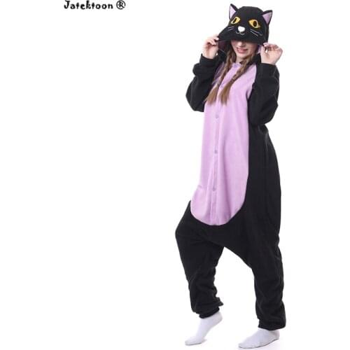 Hot 2017 New Adult Animal Onesie The Midnight Spooky Black Cat Sleepwear Cosplay Costume Pajamas for Sale in Stock Hot Sell