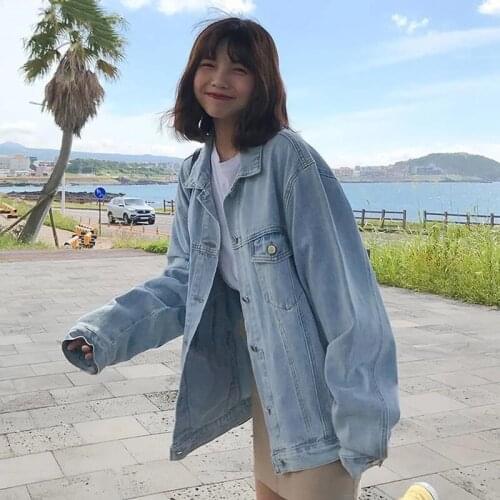 Women Basic Jackets Denim Casual Streetwear Classic Loose Large Size 2XL Harajuku Outwear Simple Jacket Korean Chic Fashion