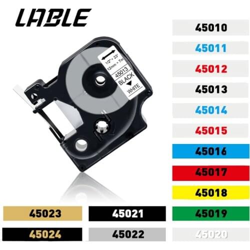 Labelife 1PCS Multicolor 45013 40913 43613 45018 40918 45016 Compatible 12mm Dymo D1 Label Tapes for Dymo LM160 LM280 Dymo PNP