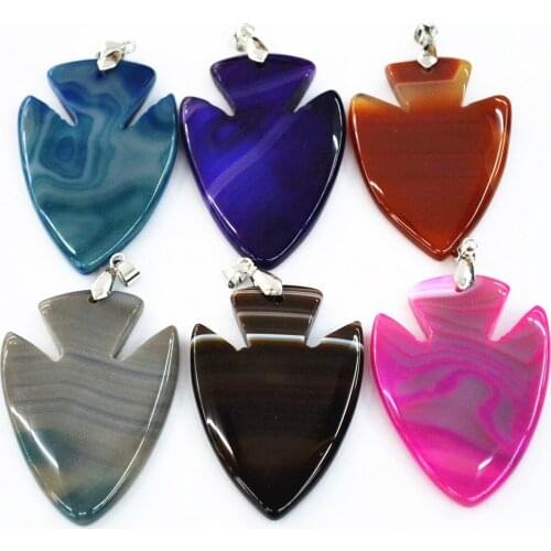 Hot! New 2018 Hot selling Fashion Blue Drusy Natural Agates Pendants Charms Arrowhead Aliced Onyx Jewelry 5PCS Wholesale Lots