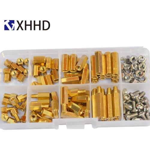M4 Hex Brass Male Female Standoff Pillar Mount Threaded Hexagon PCB Motherboard Spacer Bolt Screw Nut Assortment kit Set Box