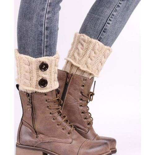 Fashion Double Button Cable Knitted Boot Cuff Short Leg Warmer Womens Boot Socks Knitted Twist Fashion Boots Accessories