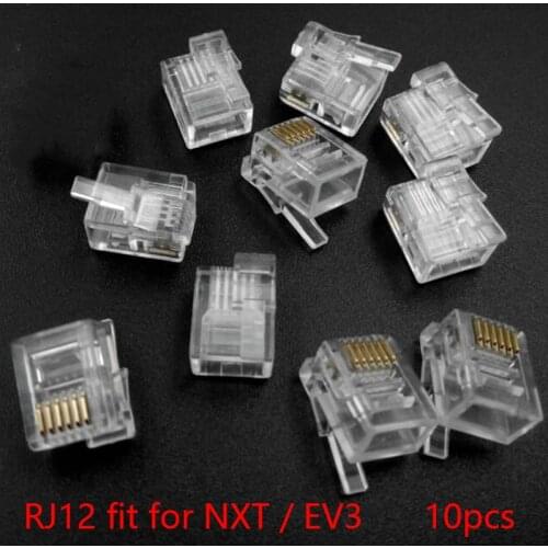 New 10-100Pcs RJ12 Six-core Clear Crystal head 6P6C right Buckle Position Fit for LOGO NXT EV3 Technic MOC Blocks Parts DIY Toys
