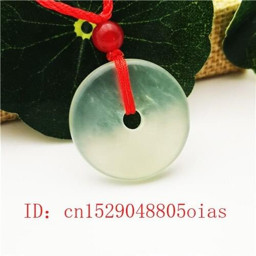 Natural Jade Doughnut Pendant Necklace Fashion Charm Jewellery Accessories Hand-Carved Amulet Gifts for Her Women