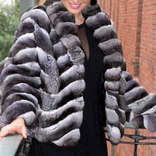Fur Coat Jacket Real Rabbit Fur Jacket Women Winter Warm Fashion Overcoat High Quality
