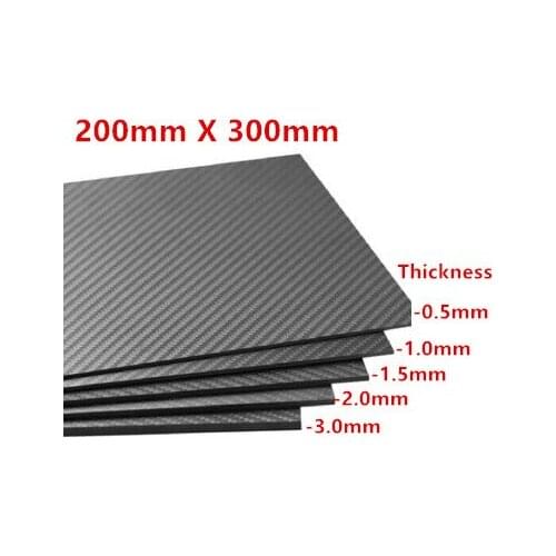 200mm X 300mm 0.5mm 1mm 1.5mm 2mm 3mm 4mm thickness Real Carbon Fiber Plate Panel Sheets High Composite Hardness Material for RC