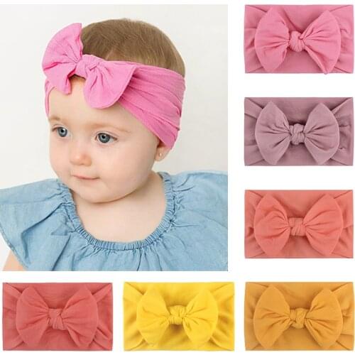 Hot 21Color Newborn Baby Headbands Super Soft Nylon Hair Band Turban Bow Knotted Girl Hairbands Newborn Baby Hair Accessories