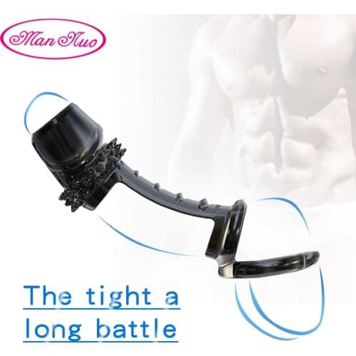 Man Nuo Reusable Penis Sleeve Condom Cock Ring Dildo with Crystal Spike Extender Male Delayed Ejaculation Adult Sex Toys 88