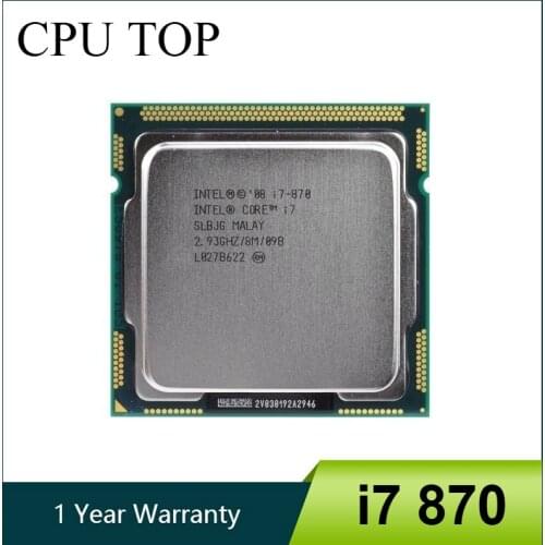 Core i7 870 2.93 GHz Quad-Core L3 8M Processor Socket 1156 CPU SLBJG 95W