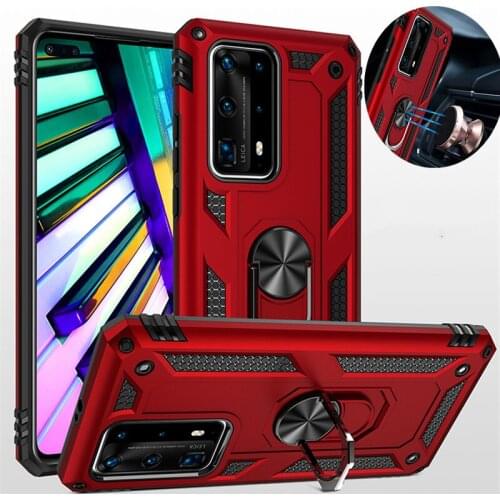 Shockproof Case For Huawei P40 Pro Armor Car Ring Magnetic Back Phone Cover for Huawei P40 P40 Pro Stand Holder Protective Case
