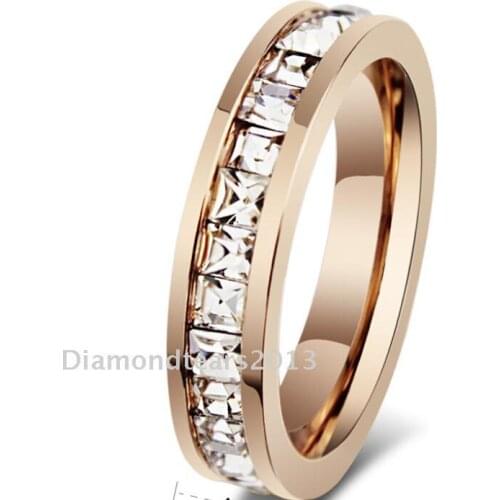 Size 5-10 Fashion Jewelry 18kt Rose gold filled crystal Gem Wedding women Ring gift choucong