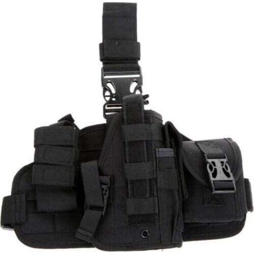 Tactical Molle Drop Leg Gun Holster For Glock 17 19 M9 1911 Universal Thigh Pistol Holster Platform With EDC Mag Bag Pouch