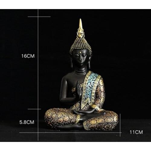 Thai Buddha Meditating Statue Zen Sculpture Ornaments for Decor Home Office