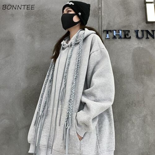 Hoodies Women Streetwear Fashion Korean Style Unisex Casual Couples Spring Hooded Loose Cozy All Match Boyfriend Pockets Solid