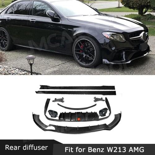 Carbon Fiber/FRP Material Rear Diffuser with Exhaust Front Bumper Lip Side Skirts Body Kits for Benz W213 E63 AMG 2017 2018 2019