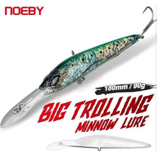 NOEBY Trolling Minnow Fishing Lure 180mm 90g Sinking Minnow Bait For Seawater Boat Trolling Bait GT Tuna Fishing Tackle NBL9485