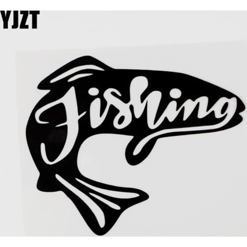 YJZT 14CMX11.4CM Fashion Graphical Go Fishing Vinyl Car Sticker Decal Black/Silver 8C-0103