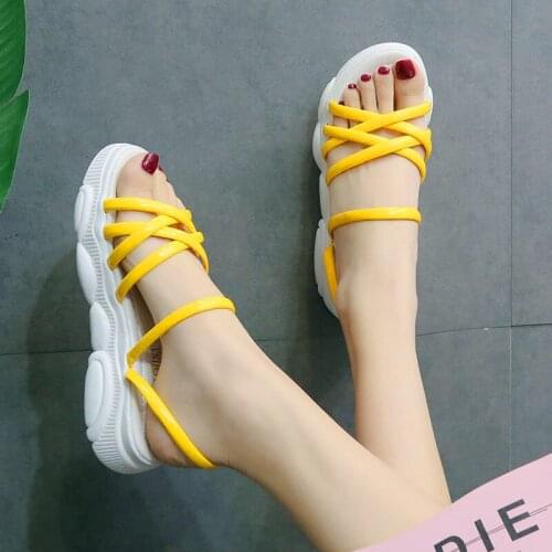 Fashion Sexy Roman Style Chain Decoration Outdoor Thick Bottom Female Slippers 2021 Summer New Plus Size Beach Sandals