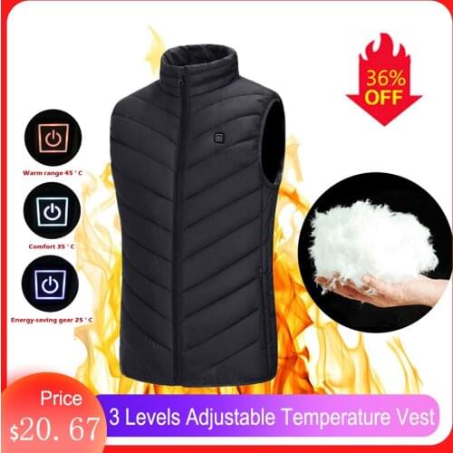 Heating Vest Warmer Thermal Waistcoat USB Powered 3 Levels Adjustable Temperature High Collar for Climbing Skiing Hiking Cycling