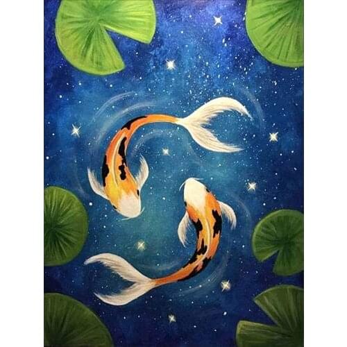 Animal Carp DIY Embroidery Cross Stitch 11CT Kits Needlework Craft Set Printed Canvas Cotton Thread Home Decoration Sale