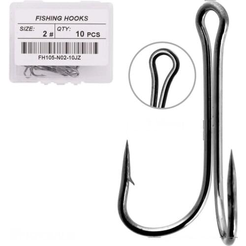 10pcs/box Double Fishing Hook Fly Tying Double Frog Hook Bass Weedless Fishing Asist Hooks Fishhook for Soft Lure Jig Head