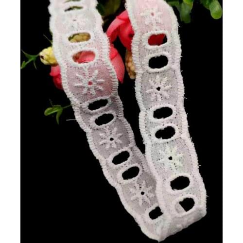 2cm Hollow Out Floral Embroidered Cotton Lace Trim DIY Apparel Sewing Cotton Fabric White Lace Trimming