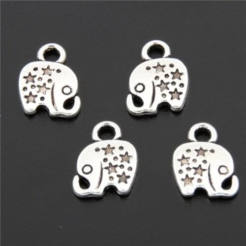 20pcs Zinc Alloy Silver Color Mini Elephant Charms Pendants Jewelry Findings For Necklace Bracelet A2696