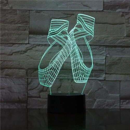 Creative 3D Led 7 Color Change Usb Ballet Shoes Shape Night Light Touch Button Table Lamp Kid Bedroom Home Decor Lighting 1827