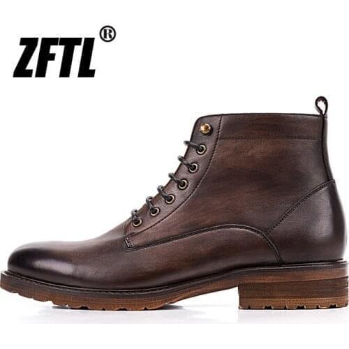 ZFTL Mens Martins Boots Vintage Man Casual Lace up Tide Handmade Brand customization Mens high quality Ankle Boots Mens Retro