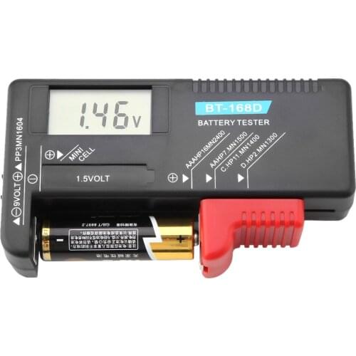 BT-168D Button Cell Battery Volt Tester Universal Digital LCD AA/AAA/C/D/9V/1.5V batteries Colour Coded Meter Volt Checker