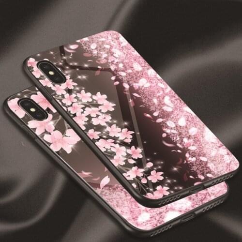 Sakura Glass Phone Case for Huawei P20 P30 P40 Mate 10 20 30Lite Pro Honor 8X 9 10 20 30Pro Coque Tempered Glass Back Covers