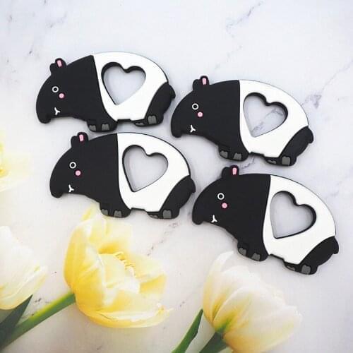 Chenkai 10PCS BPA Free Baby Silicone Malay Tapir Teether Tortoise Teething Food Grade For DIY Nursing Pacifier Chain Gifts