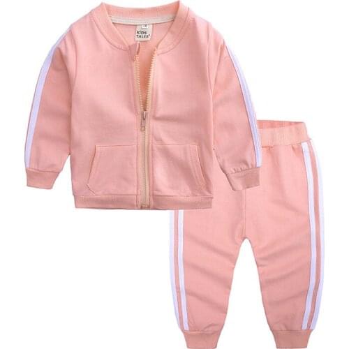 Baby Boys Girls Spring Autumn Clothing Set Kids Jacket Coat Pants Suit Pink Sports Suits Tracksuits Toddler Children Set