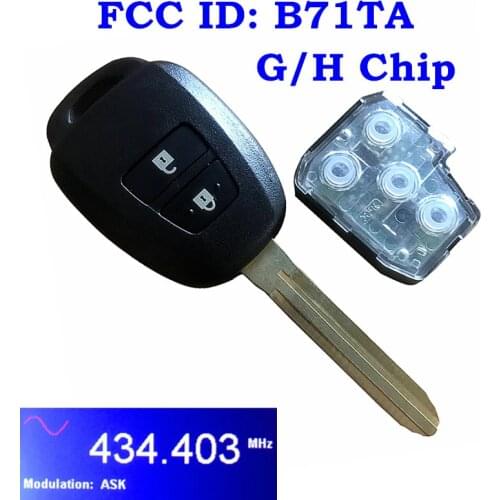 For Toyota Yaris RAV4 2012- 2015 FCC ID: B71TA 2 Button Remote Head Key Fob 434Mhz G Chip H Chip