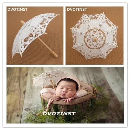 Dvotinst Newborn Baby Photography Props White Lace Umbrella Fotografia Accessories Infant Studio Shooting Photo Prop Shower Gift