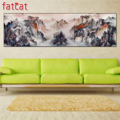 FATCAT Mountain scenery large size 5D Diy Daimond Painting Full Square Round Drill Rhinestone Embroidery sale home decor AE1731