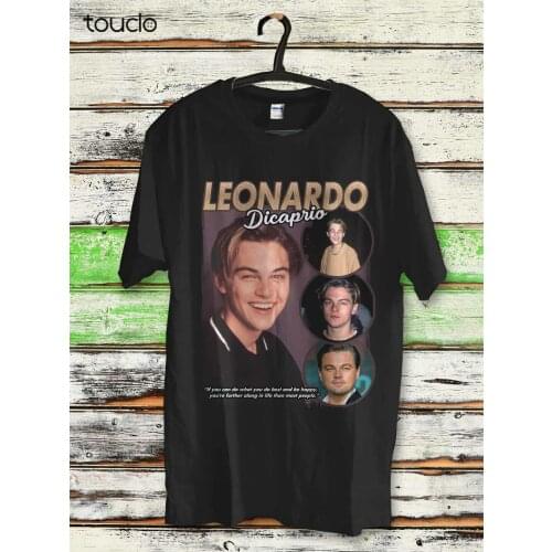 Leonardo DiCaprio Tshirt Young Star Vintage Rap tee bootleg Shirt unisex Black