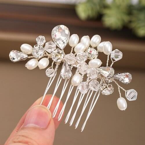 FORSEVEN Silver Color Crystal Pearls Hair Combs Headpieces Bride Noiva Bridal Wedding Hair Jewelry Accessories mujer 2020
