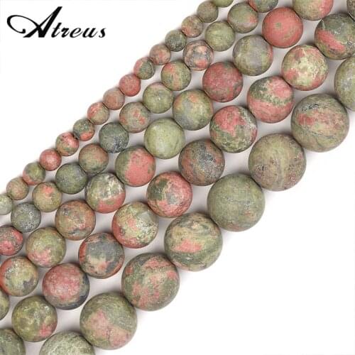 Imported Flowers And Green Natural Stone Round Beads Fashion Atreus 4-12mm Matte For Jewelry Making Suitable For Men Or Women