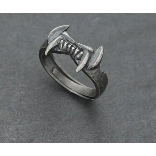 Personality Mens Retro Vampire Tooth Ring Fashion Creative Design Open Ring Gothic Punk Style Jewelry Gift