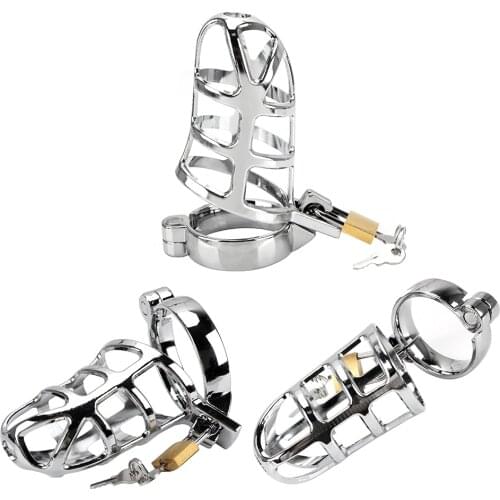 40/45/50mmPenis Cock Ring Sleeve Lock Metal Cock Cage Sex Toys for Men Chastity Belt Sex Products Lockable Male Chastity Device