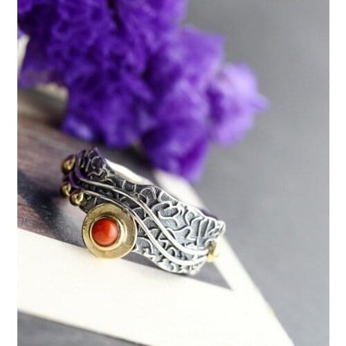 100%925 sterling silver ring opening Thai silver restoring ancient ways women to quit