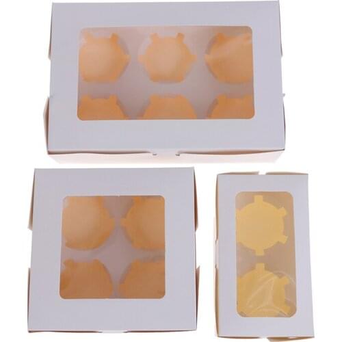 5pcs Kraft Paper Cupcake Packing Box with Window Cardboard Cake Muffin Cookies Candy Box Wedding Party Birthday Favors