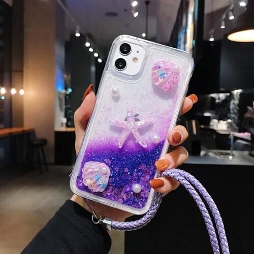 Cute Starfish conch Star Liquid quicksand Heart glitter Soft case cover for Xiaomi Redmi Note 9s 8 Pro 7 K30 Mi10 Note10 Poco X2