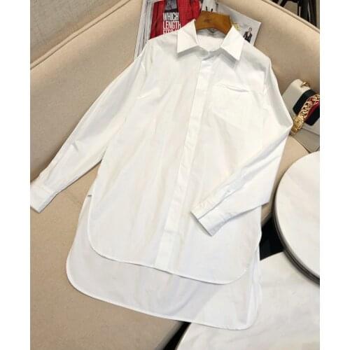 New ladies fashion 2021 sleeve sexy casual solid color long shirt 0930