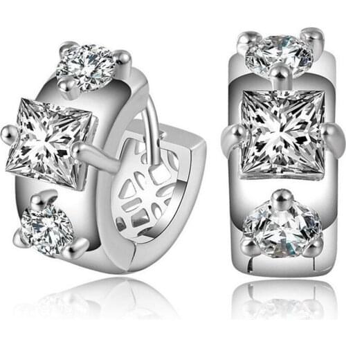 New Angel Stud Earring Earings Fashion 925 Sterling Silver Color Crystal Earrings for Women Nickel Free Wholesale Jewelry #015