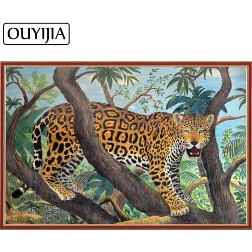 OUYIJIA 5D DIY Animal Cheetah Home Decoration Leopard Diamond Painting Embroidery Diamond Cross Stitch Square Rhinestone Mosaic
