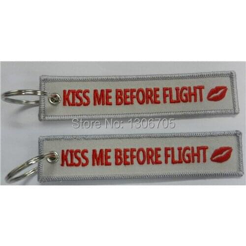 Kiss Me Before Flight Lip Embroidery Keychain