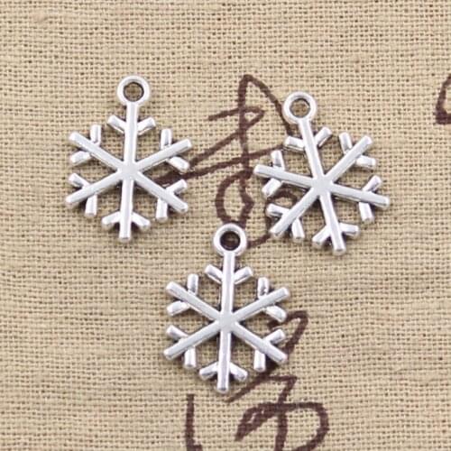 20pcs Charms Snow Snowflake 20x15mm Antique Silver Color Pendants DIY Necklace Crafts Making Findings Handmade Tibetan Jewelry