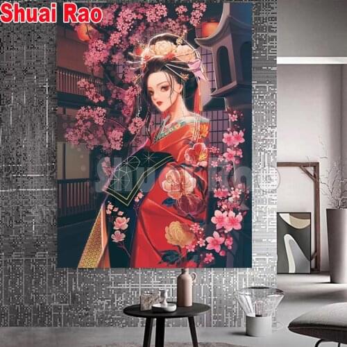 Handicrafts and hobbies girl diamond embroidery japan woman painting full square round drill 3d mosaic picture of rhinestones